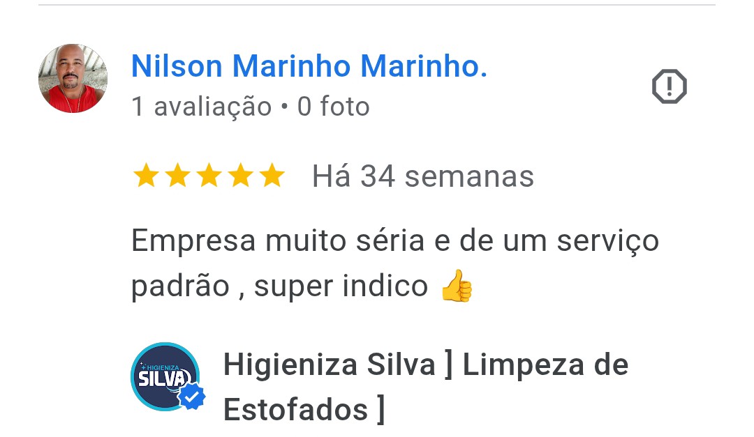 Print de avaliação - Higieniza Silva